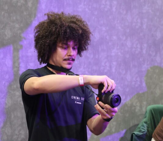 Canon monta vestido de fotografias dos visitantes da SPFW 2025