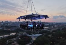Dinner in the Sky transforma o Parque Villa-Lobos em palco de experiência gastronômica nas alturas